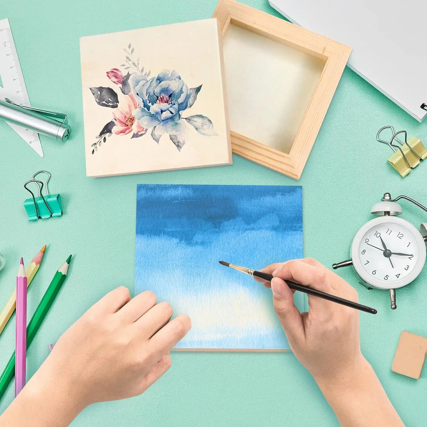 Square Wood Panels, 6x6"/15x15cm, Blank Wooden Canvas Cradled Painting Panel Boards for Drawing, , Pouring, DIY Arts Crafts