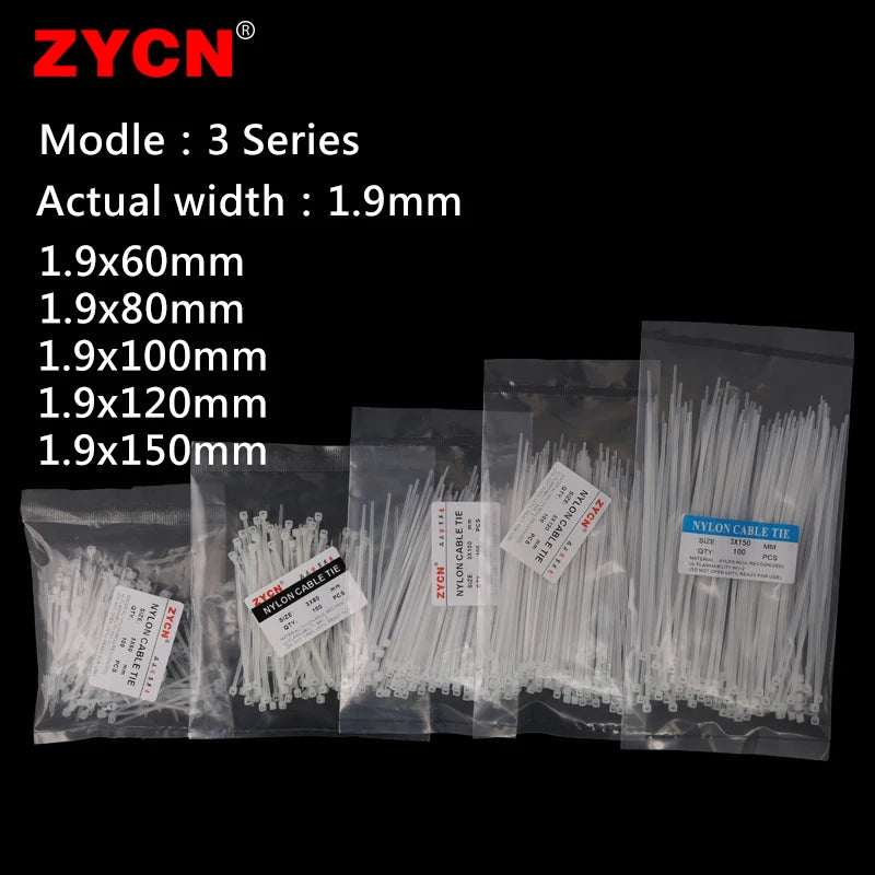500pcs Self-Locking Nylon Cable Ties 2.5*100/150/200 3.5*250 4.5*300 Plastic Zip Loop Wire 4-6-8-10-12inch Wrap Fixed Binding