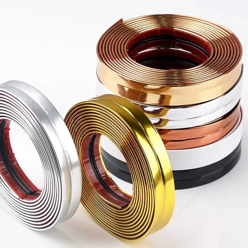 PVC Self-adhesive Decorative Tape Gold Background Wall Inner Corner Decor Strip Furniture Table Edge Anti-collision Bumper Tape