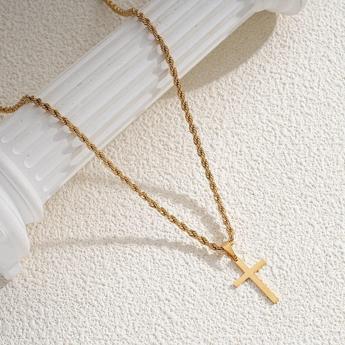 LLL New Stainless Steel Cross Pendant Necklace for Men Women Minimalist Gold Color Jewelry Male Female Necklaces Chokers Gifts
