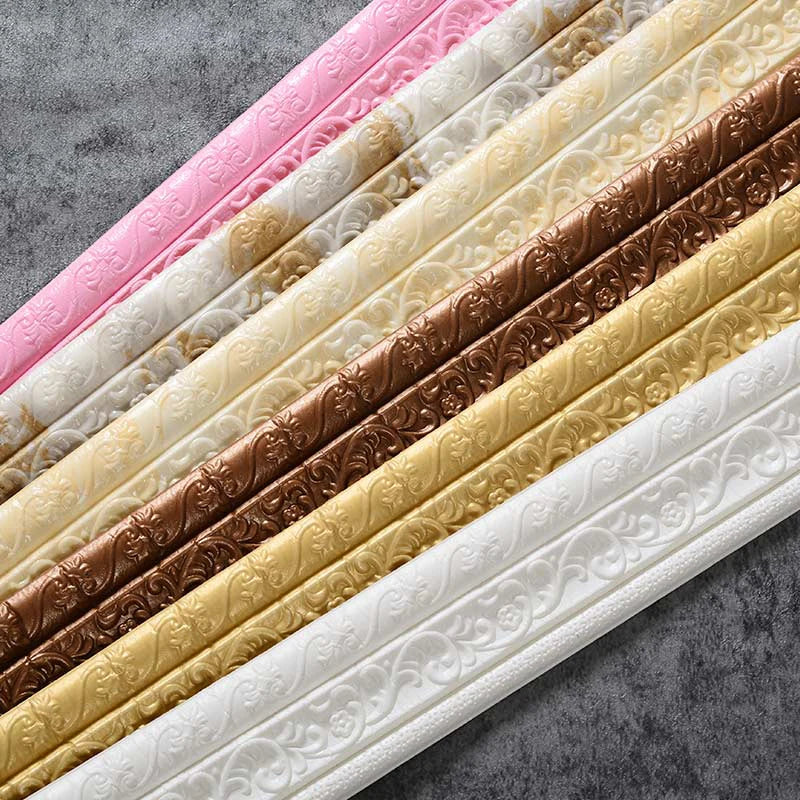 3D Self-adhesive Waist Line Wall Stickers 230cm DIY Background Wall Border Skirting Line Stickers Waterproof Strip Stickers