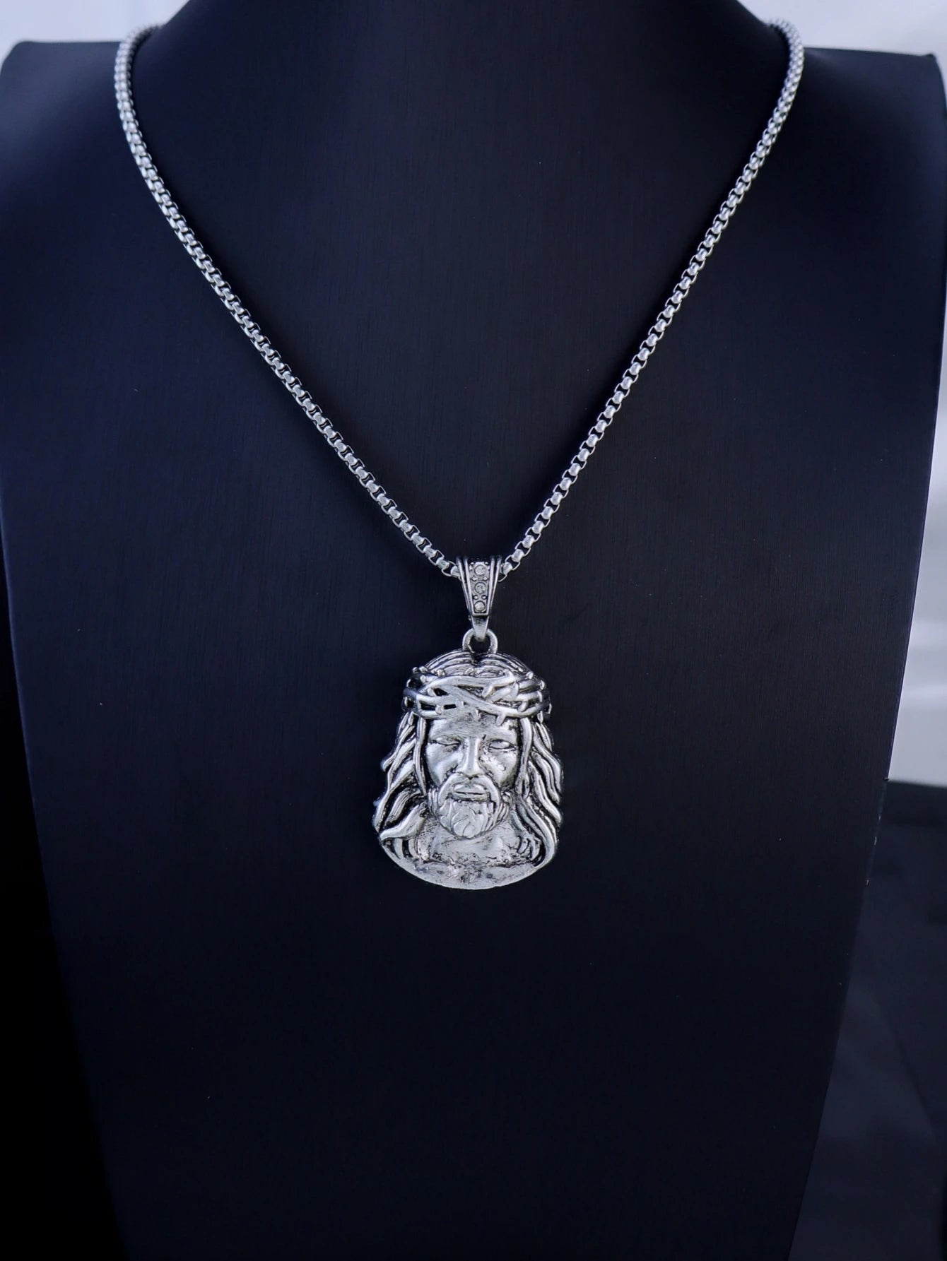 LLL 6 Sizes Hip Hop Punk Style God Jesus Head Deluxe Gold Plated Pendant Collar Necklace Figaro Chain Men Women Jewelry