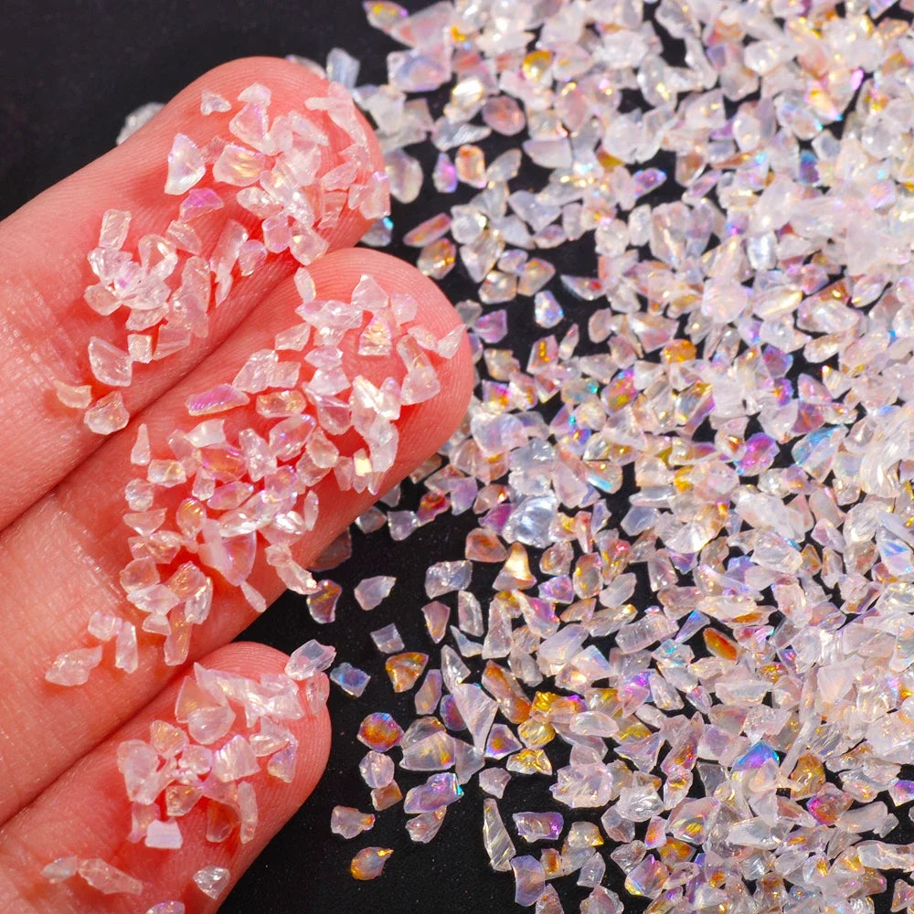 450g/Bag Wholesale Multicolor Flash Irregular Shaped Glass Crushed Stone For DIY 3D Nail Art Decoration/Resin Mold Filler