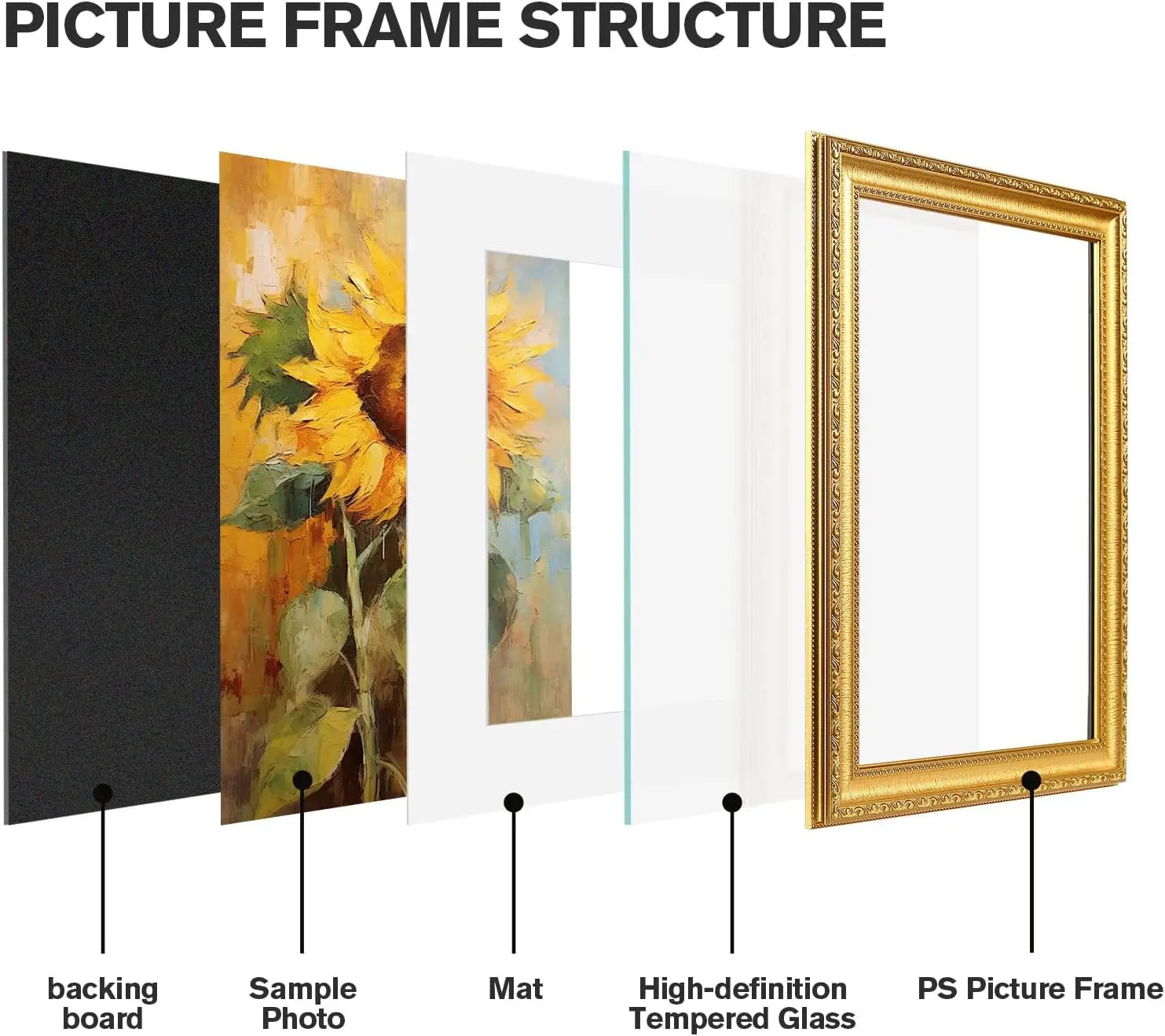 Set of 2 Gold Vintage Picture Frames, 12x16 with Real Glass for Wall or Table Display, Holds 8.5x11 or 12x16 Photos