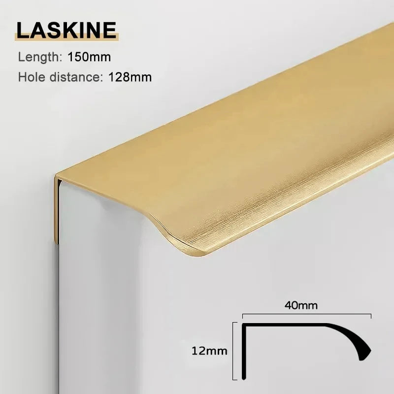 Gold Black Hidden Handles Long Kitchen Cabinet Pulls Drawer Knobs Aluminum Alloy Furniture Handles Cupboard Pulls Wardrobe Pulls