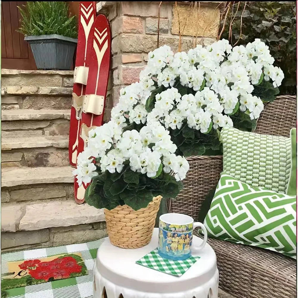 2/4Pcs 12.6inch Artificial Plant Silk Begonia Flower Geraniums UV Resistant Nonwoven Faux Flowers for Garden bonsai Floral Decor