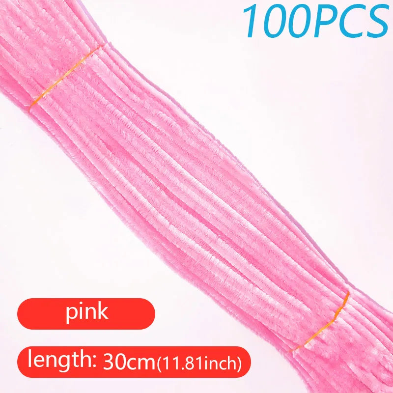 100PCS Colorful Twisted Rod DIY Handcraft Bar Wire Imaginative Wool Root Fluffy Bar Iron Wire Sticks Art Kids Educational Toys