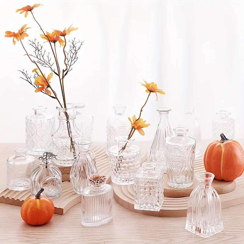 30Pcs Vase Set, Small Vases Glass Bud Vases Bulk, Cute Vintage Glass Vases for Wedding Home Centerpieces Table Decorations