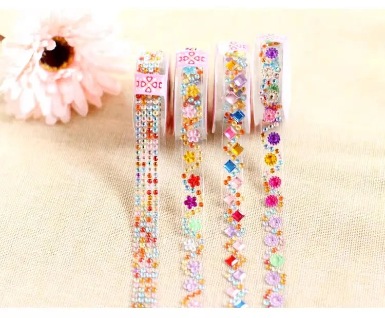 5 self crystal rhinestone sticker rolls with sparkling diamond texture mobile phones photo albums DIY decorative materials