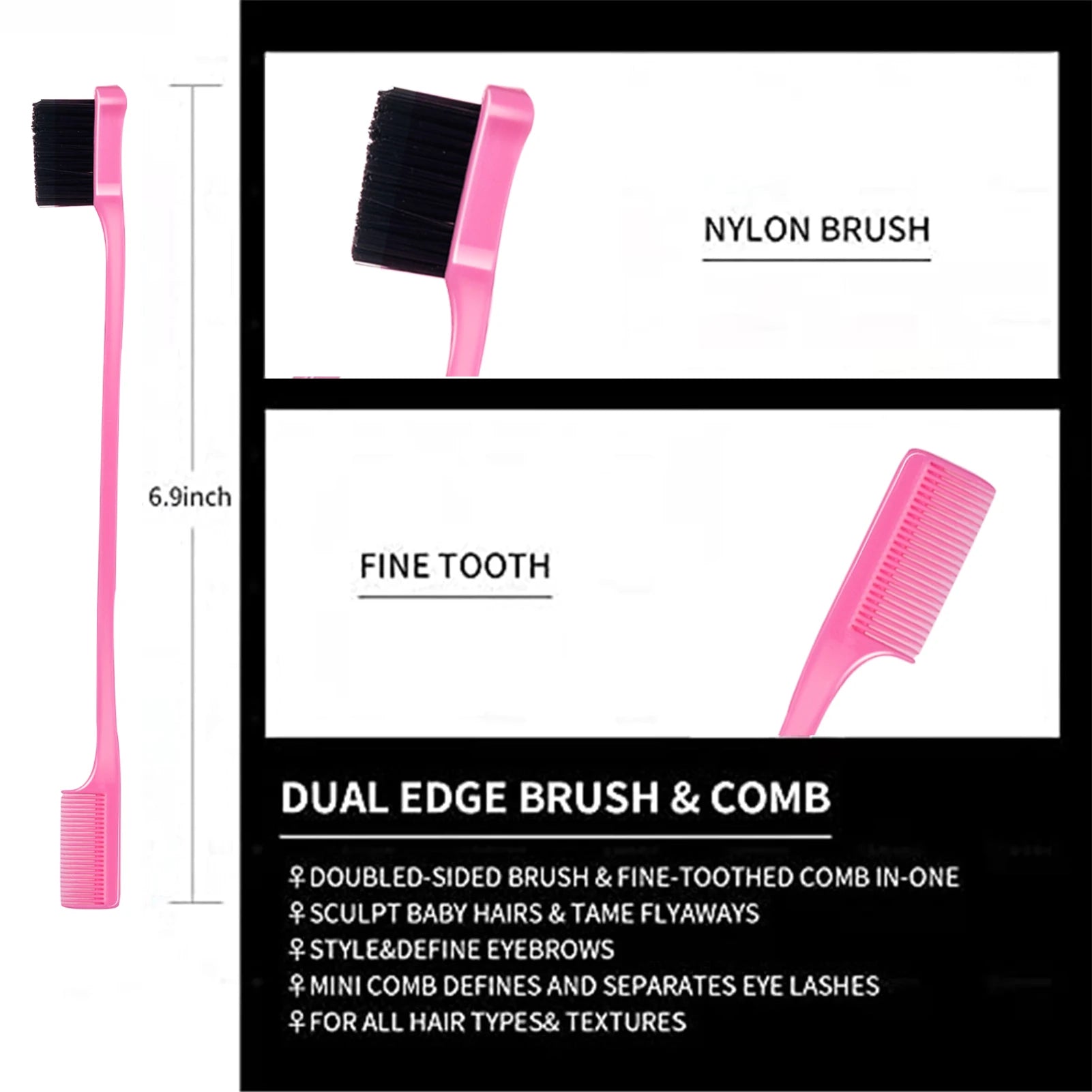 Hair Brush Slick Back Hair Brush Hair Styling Comb Edge Control Gel Edge Control Brush Hair Wax Styling Gel for Edge Control
