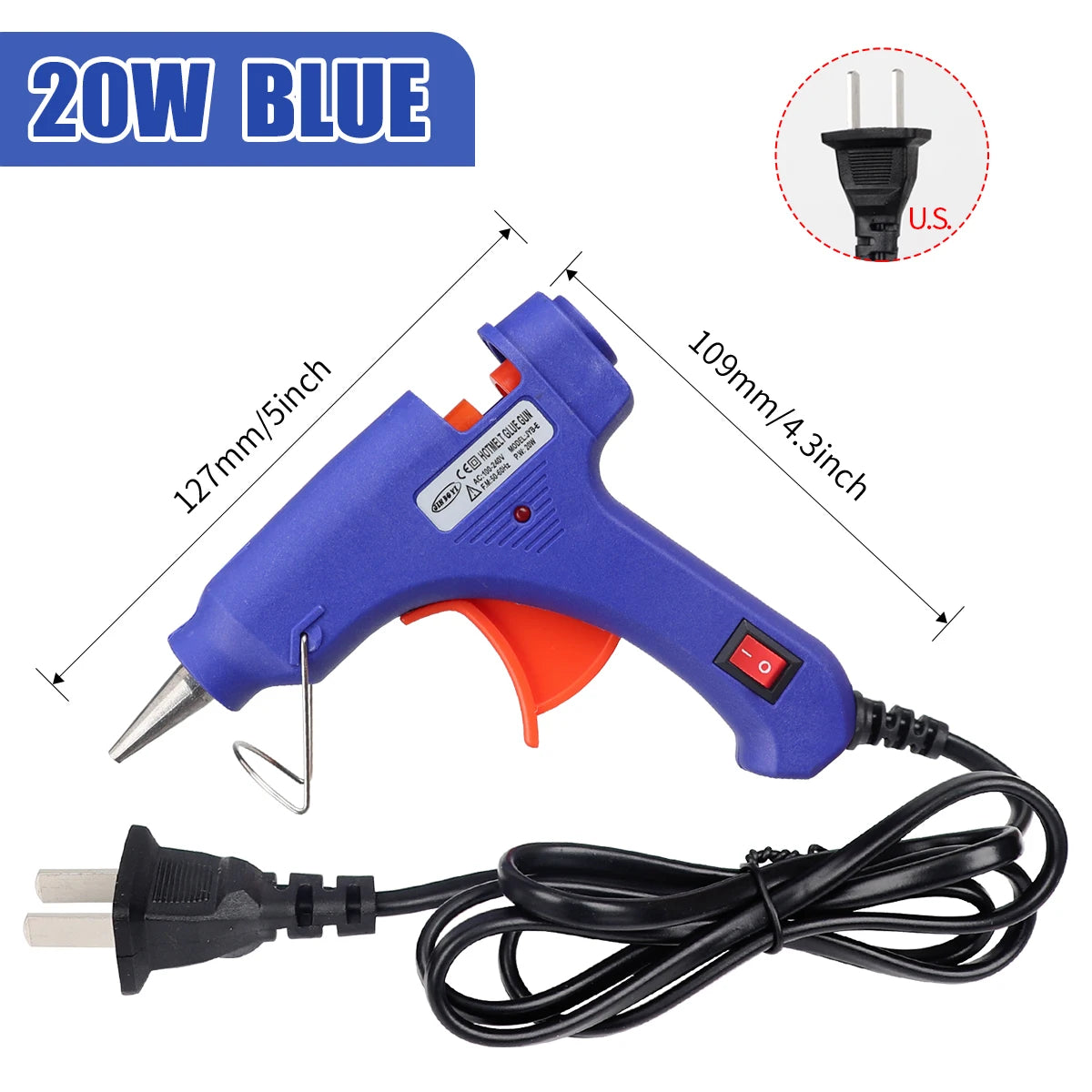 20W Hot Melt Glue Gun DIY Mini Household Industrial Guns Heat Temperature Thermo EU Electric Repair Tool Use 7mm Glue Sticks