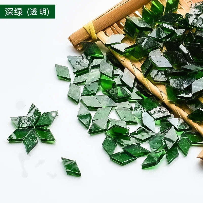 200g Diamond Shape Mosaic Mica Stained Glass Mosaic Tiles Mosaic Making Tiles for Puzzle Art DIY Craft Lamp Table Accessories