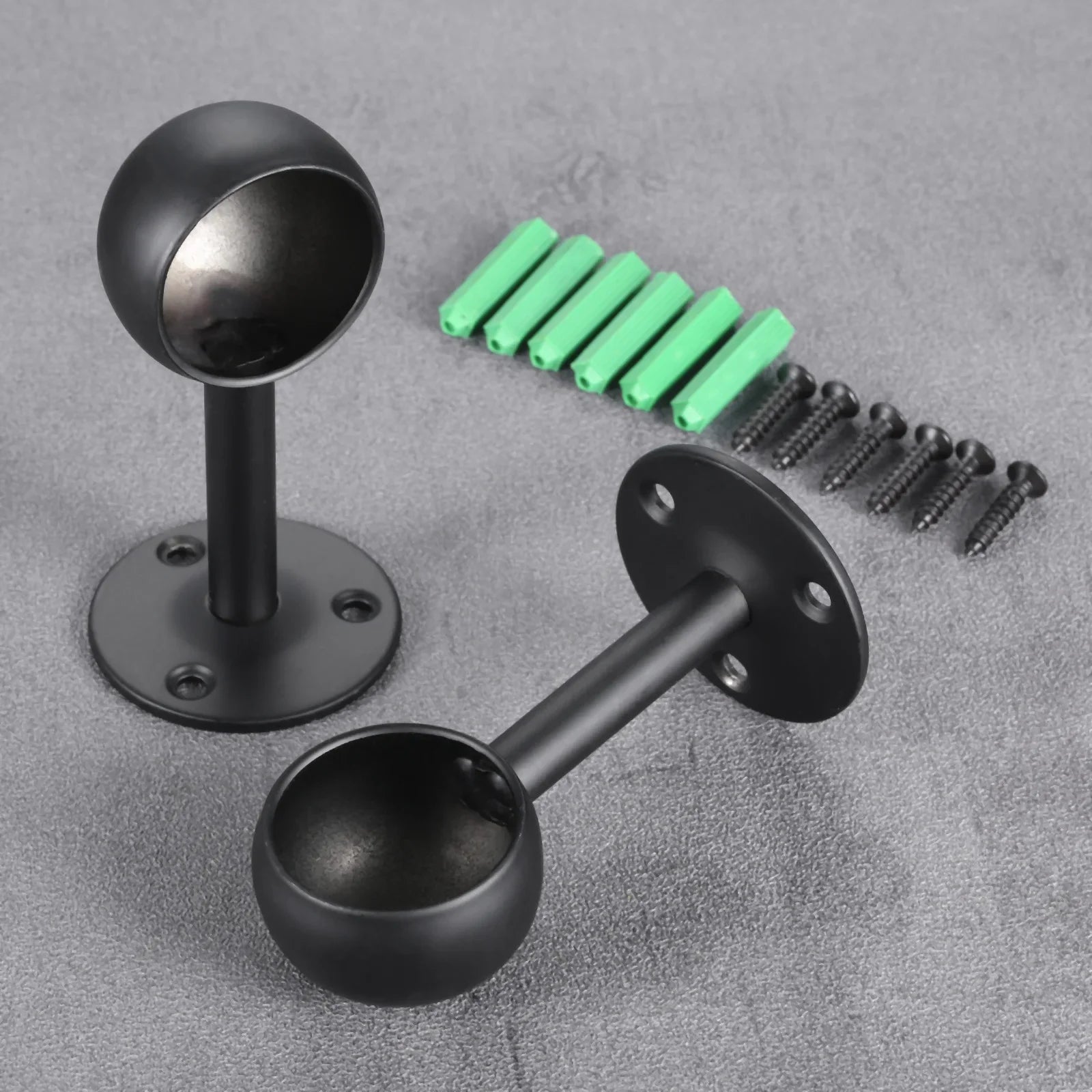 2Pcs Black Steel Closet Pole Socket Brackets Wardrobe Rod Brackets Curtain Rod End Supports Flange Rod Holder 16/19/22/25/32mm