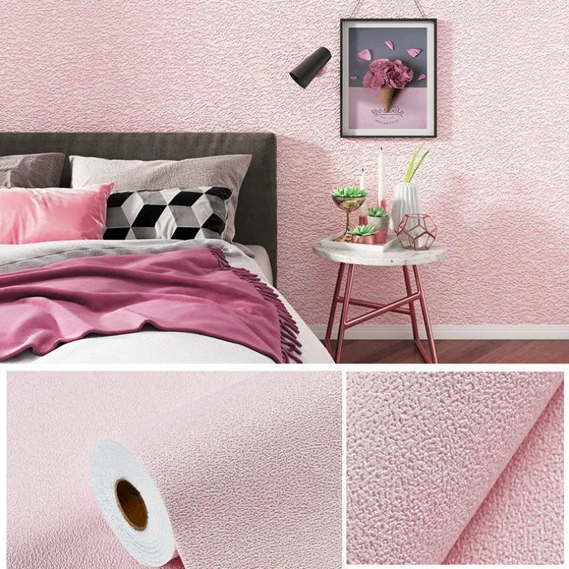 Linen 3D Foam Self-adhesive PVC Solid Color Thickened Waterproof Background Wall Renovation Wallpaper Wall Stickers Home Decor