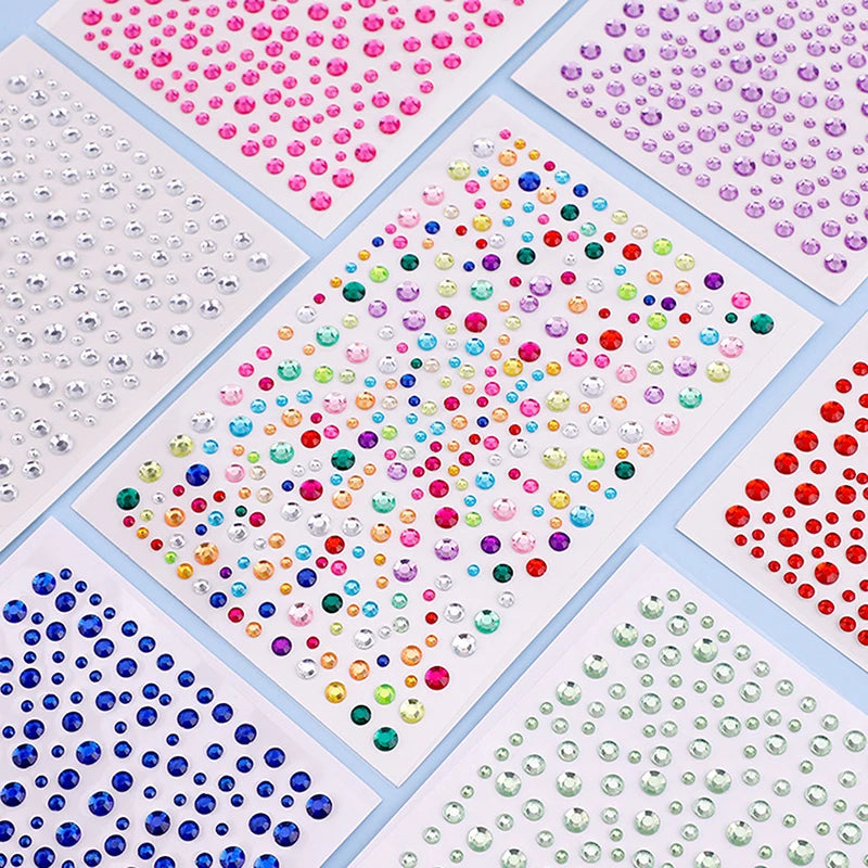 3D Rhinestone Face Stickers Sheet - Self-Adhesive Crystal Eye Gems for Party Makeup, Festival Body Jewelry & Photo  Decor