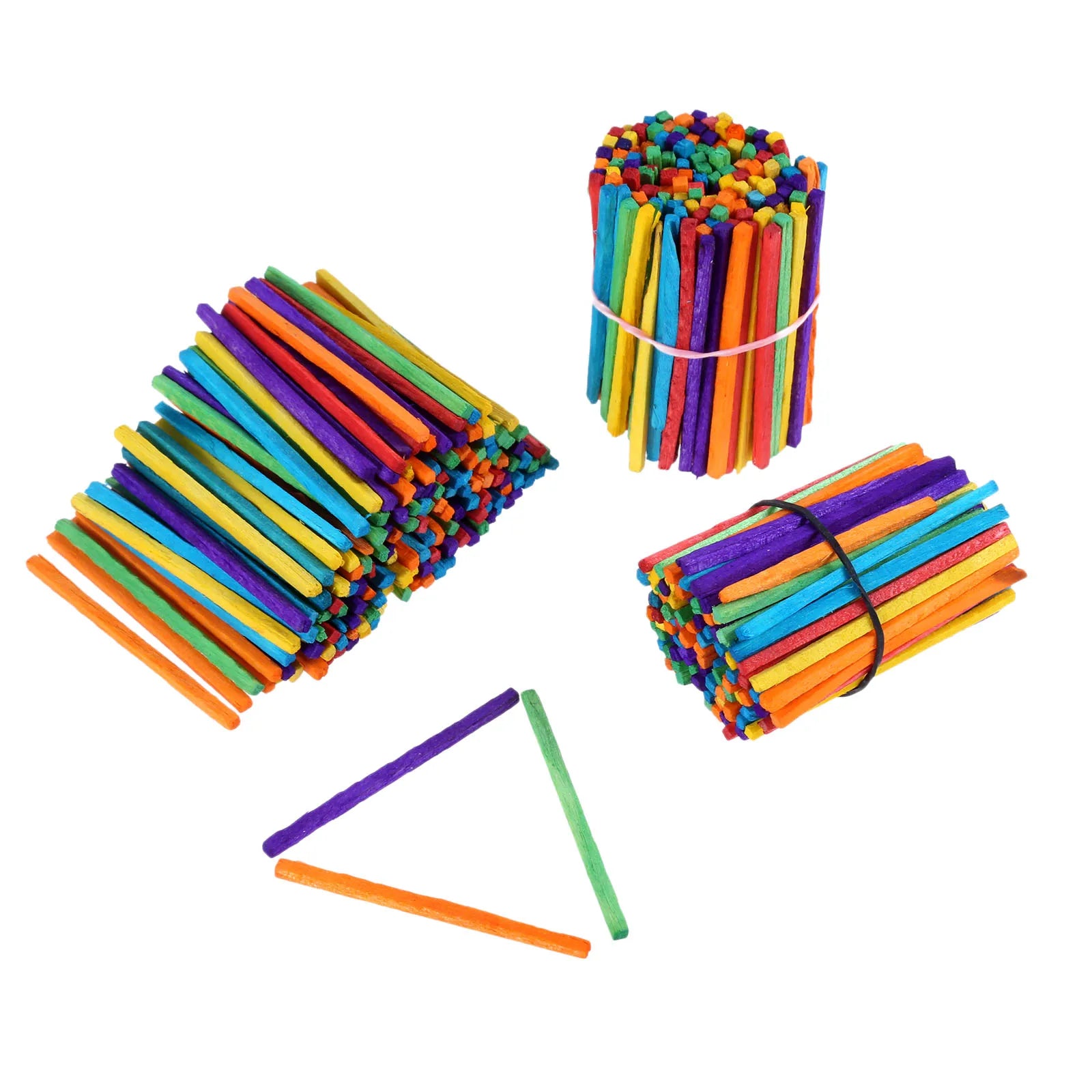 200pcs/set Wood Sticks Match Rods Colorful 3D Puzzle DIY Craft Kids Mathematics Teaching Aids Educational Learning 4.2cm Length