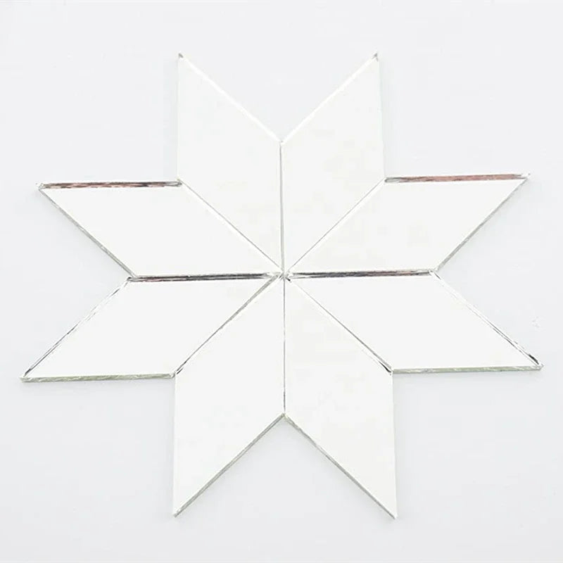 100~500PCS Mirror Mosaic Tile Sticker Bulk Diamond Rhombus Shape DIY Craft Handcrafted Accessory Home Wall Artwork Decor Supply