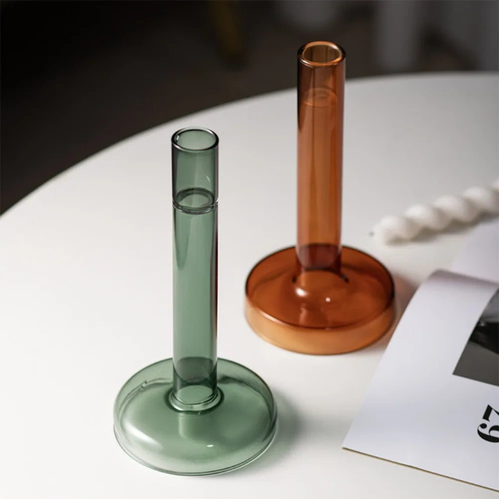 Creative Transparent Glass Vertical Candle Holder Home Bedroom Wedding Holiday Romantic Dining Table Decoration Ornament