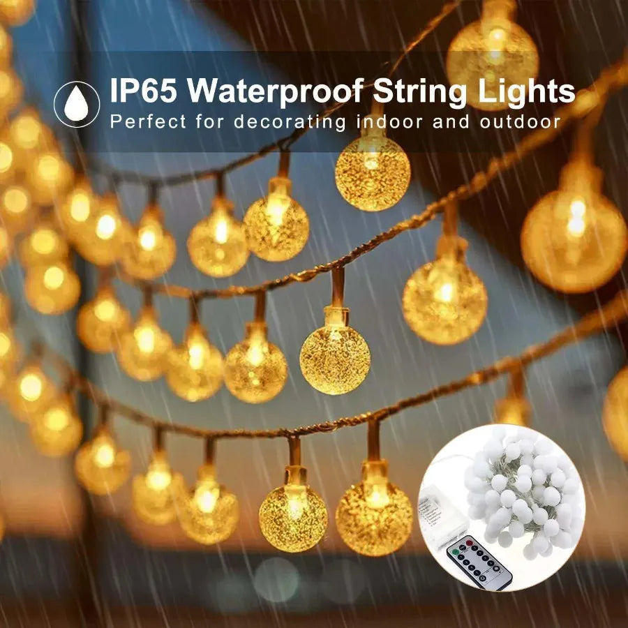 Outdoor Christmas LED String Lights, Waterproof Solar Fairy Lights for Garden, Courtyard & Patio Decoration