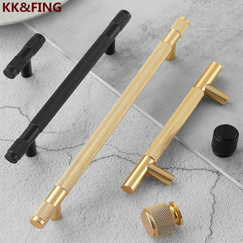 KK&FING Gold Knurled Handles For Cabinet And Drawer Aluminum Alloy Wardrobe Handles Kitchen Cabinet Pulls Knurled Drawer Knobs
