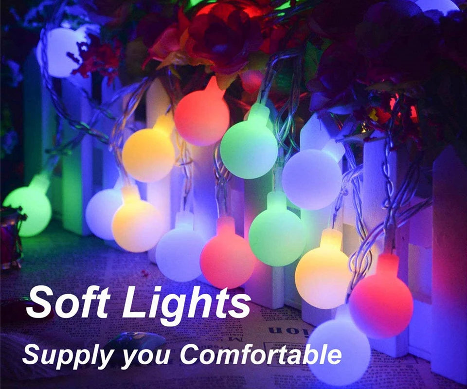 Globe String Fairy Lights usb 10m Multicoloured Festoon Lights Outdoor Colour 5V Hoilday Lighting Christmas Room Decoration
