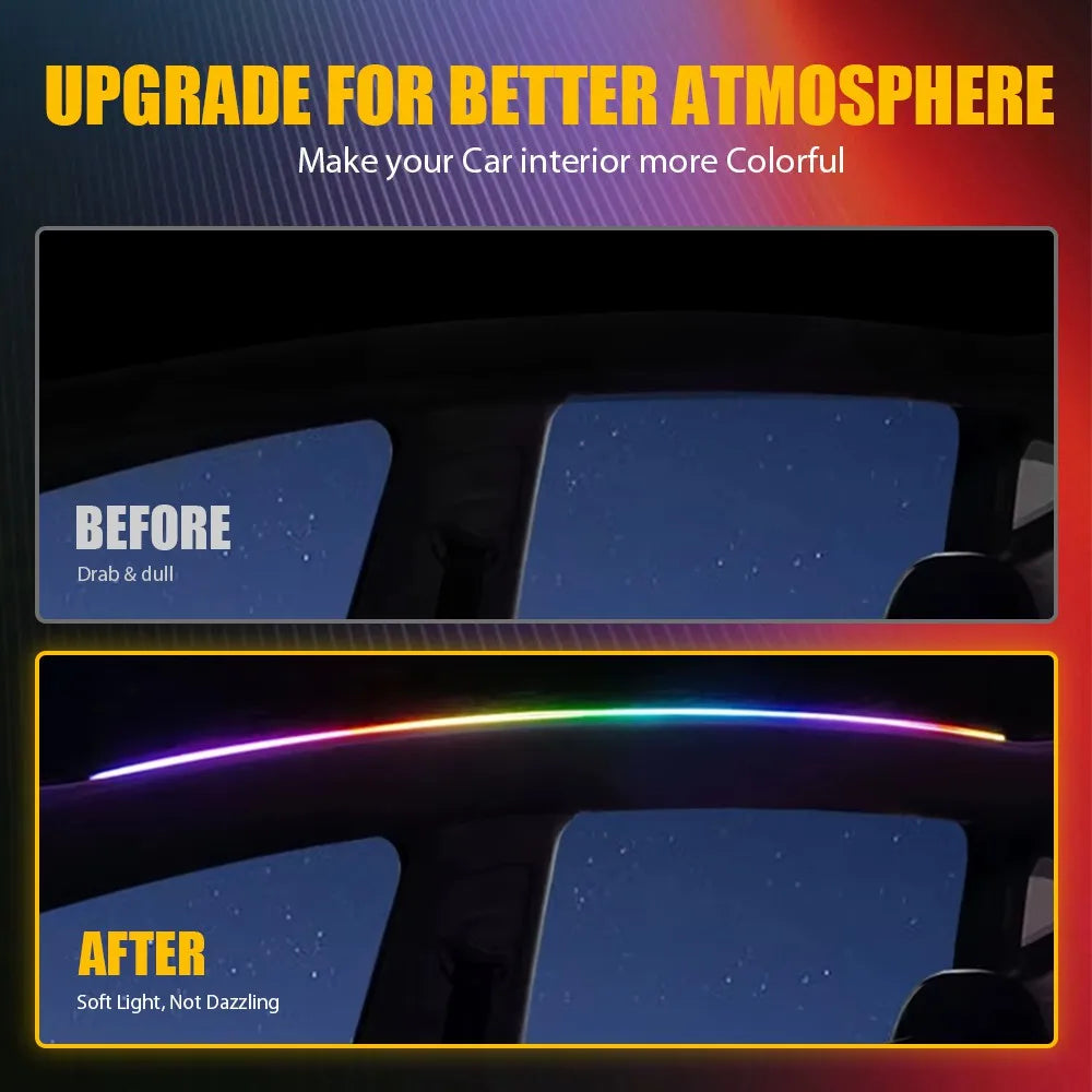 1Set Universal Colorful LED Sunroof Lights RGB Car Roof Panoramic Skylight Ambient Lamp Strips APP Control  LED Light Strip Kit