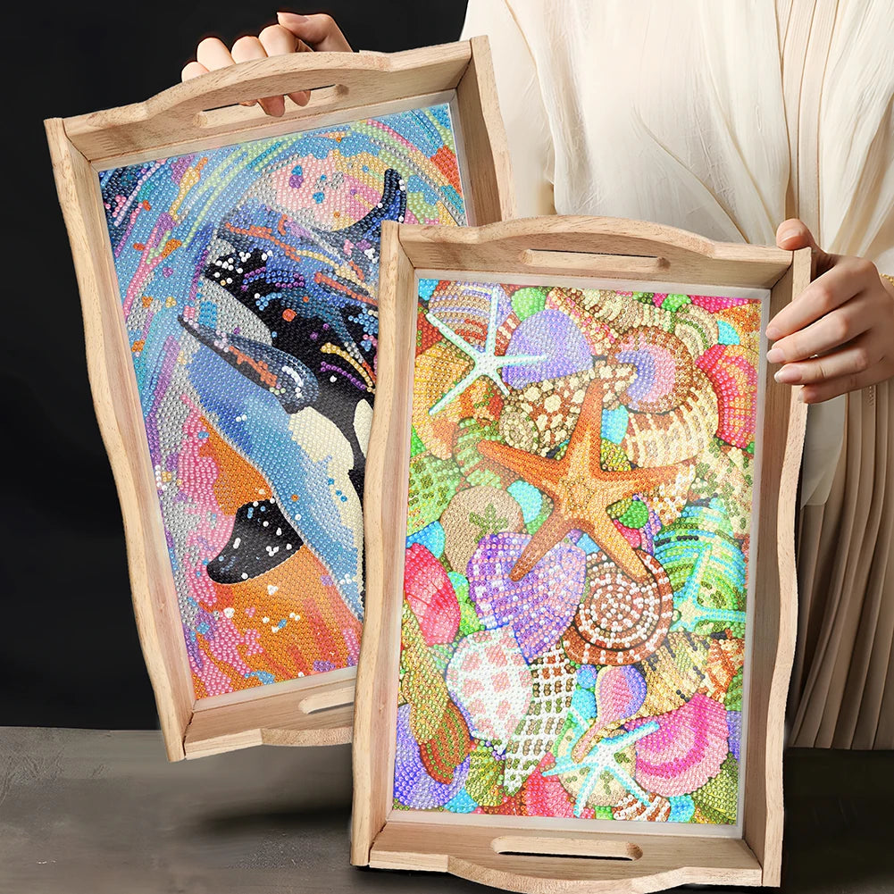 DIY Diamond Painting Tray Kit Heat-Resistant Diamond Painting Wooden Tray Diamond Painting Tray Set for Home Dining and Parties