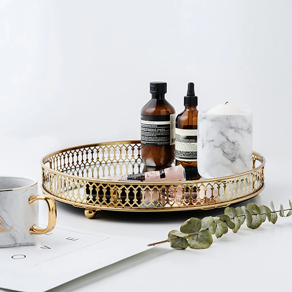 Mirror Tray with Antique Bronze Finish, Resin Build, Easy Installation, Small Footprint for Home and Office Decoration