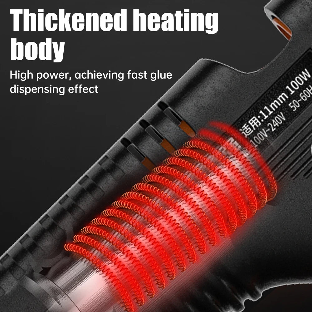 High Power Hot Melt Glue Gun Industrial Grade Glue Gun Hardware Tool Hot Melt Glue Gun 100W Black Color for 11mm Rubber Strip