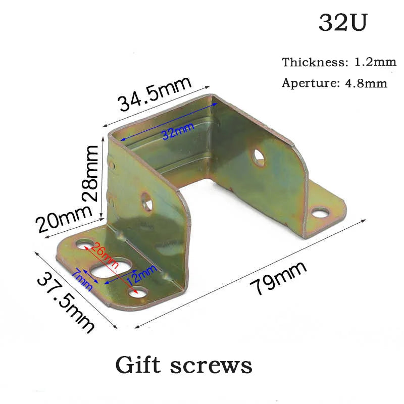 U-shaped Thickened Bed Hinge Hook Angle Code/bed Beam Bracket Metal Bracket Wooden Fixing Hardware Accessories