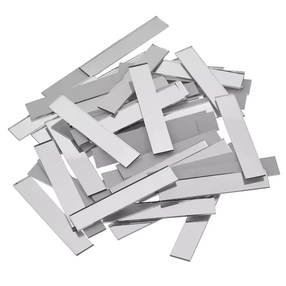 100pcs/set DIY Pieces of Rectangular Mirror Wall Stickers, Self-adhesive Handmade DIY Decorative Mirror Stickers   Decoration