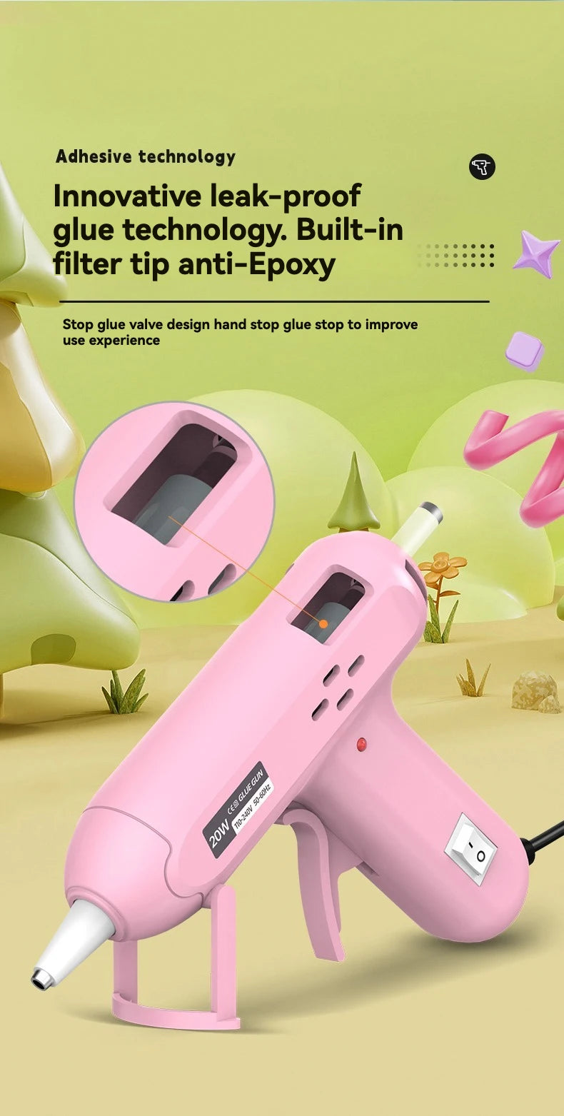JCD 20W Hot Melt Glue Gun DIY Mini Household Industrial Guns Heat Temperature Thermo EU Electric Repair Tool Use 7mm Glue Sticks