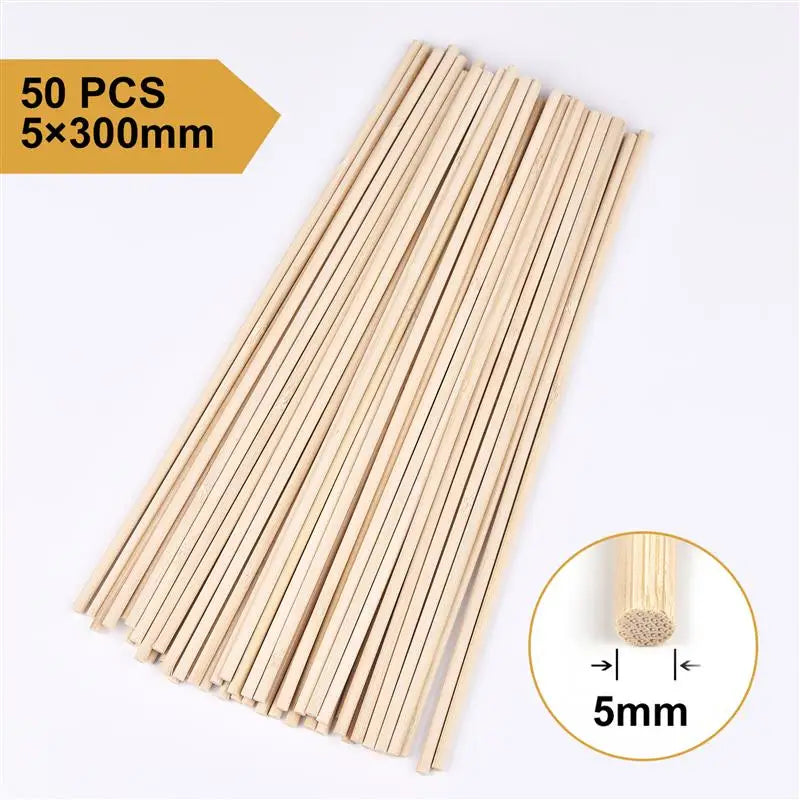 20pcs/50pcs Small Solid Bamboo Stick Diameter 3mm/4mm/5mm/6mm/8mm/10mm/Length 30cm DIY Handmade Building Model Materials Wood
