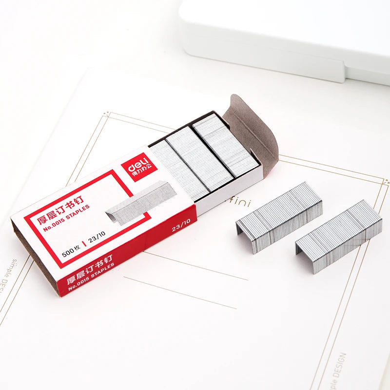 500PCS Deli 0015 Universal Staples 23/10 Binding 60 Sheets 12.8x10mm Width X Height Office Supply Stapler Refill