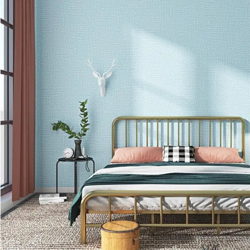 50cm linen foam 3D self-adhesive wall sticker PVC solid color thickened waterproof background wall renovation wallpaper