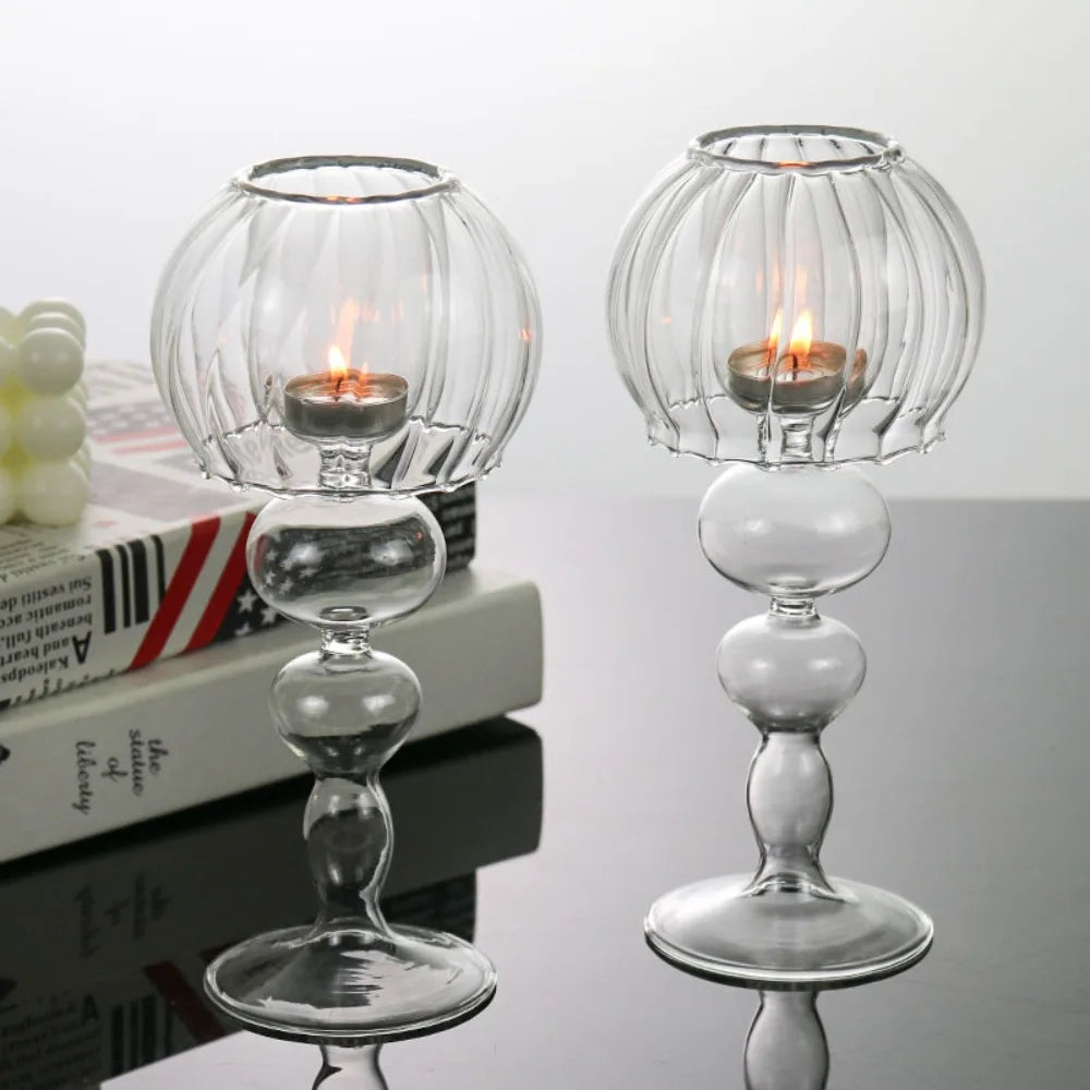 Nordic Style Transparent Glass Candle Holder Romantic Wedding Decoration Modern Candle Holder Home Table Centerpiece Decor