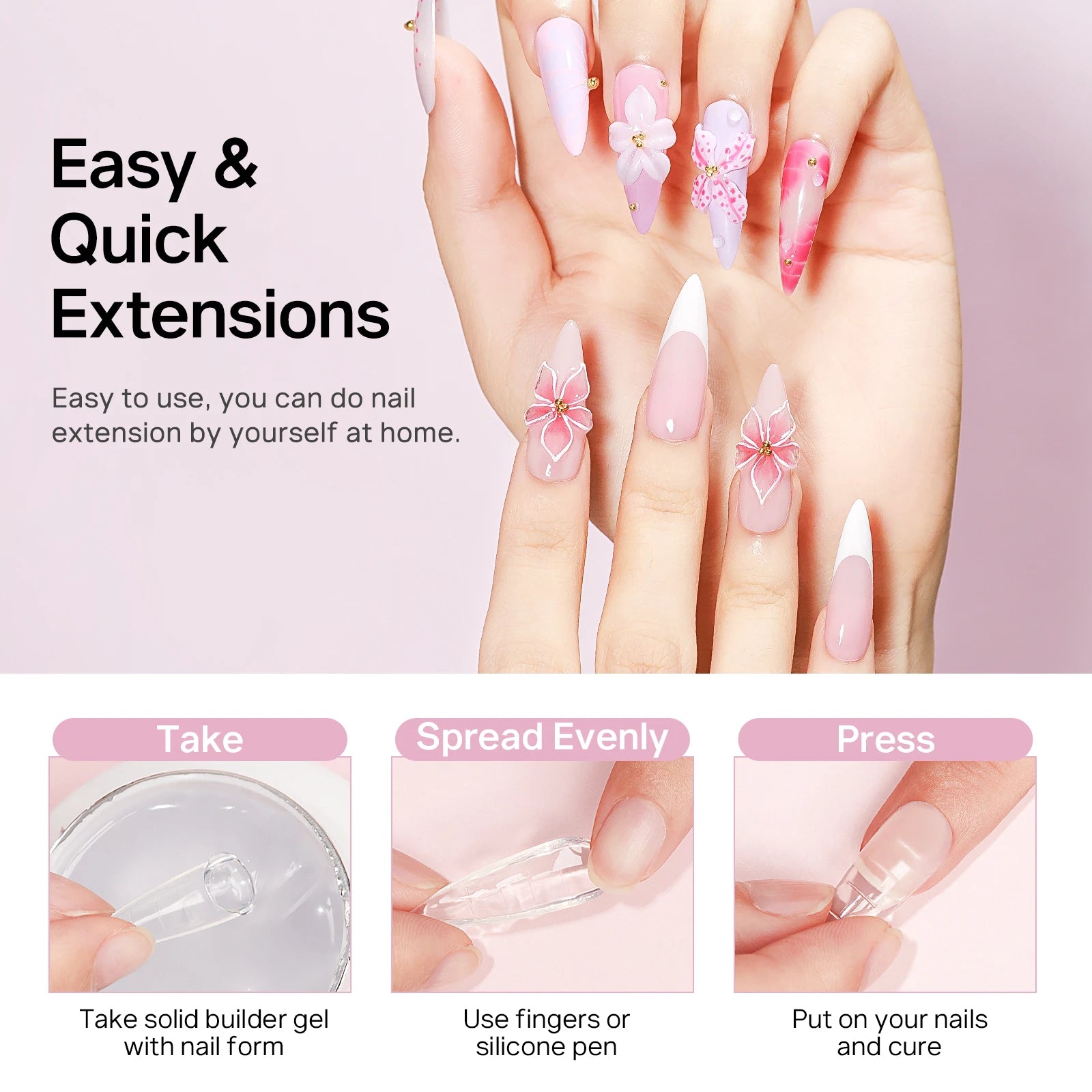 MIZHSE Builder Nail Gel White Milky Hard Clear Gel Polish For Nail Extension Salon Manicure Set Home DIY Professional Nail Art