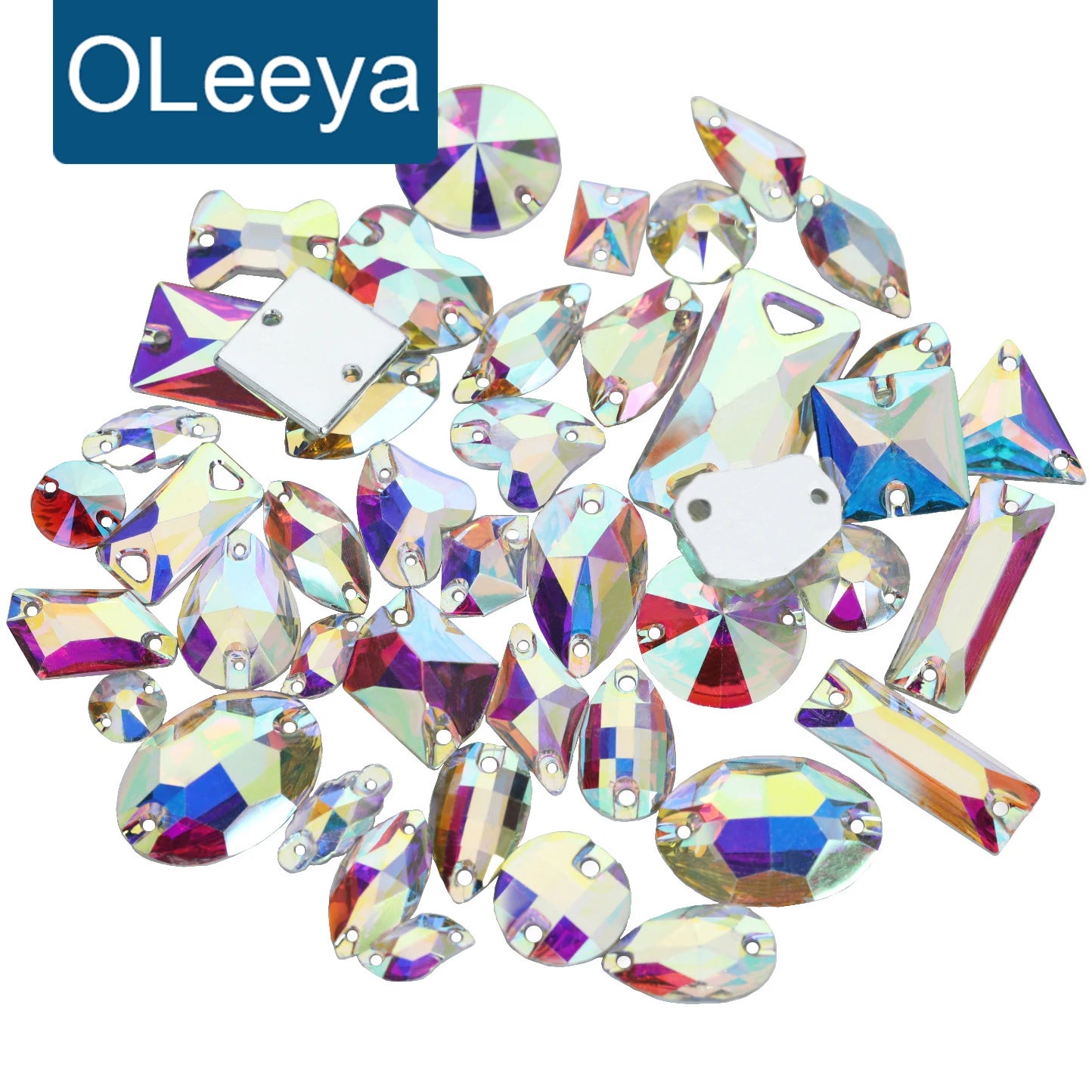Oleeya CrystalAB Mix shapes Best Quality Resin Sewing Rhinestone  Flatback Sew On Stones Strass for Clothing Accessories Shoes