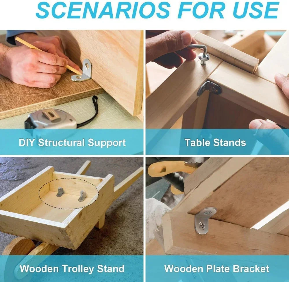 20-1pcs L Shaped Corner Brace Stainless Steel Joint Bracket 90 Degree Connector Fastener Furniture Shelves Cabinet Support Frame