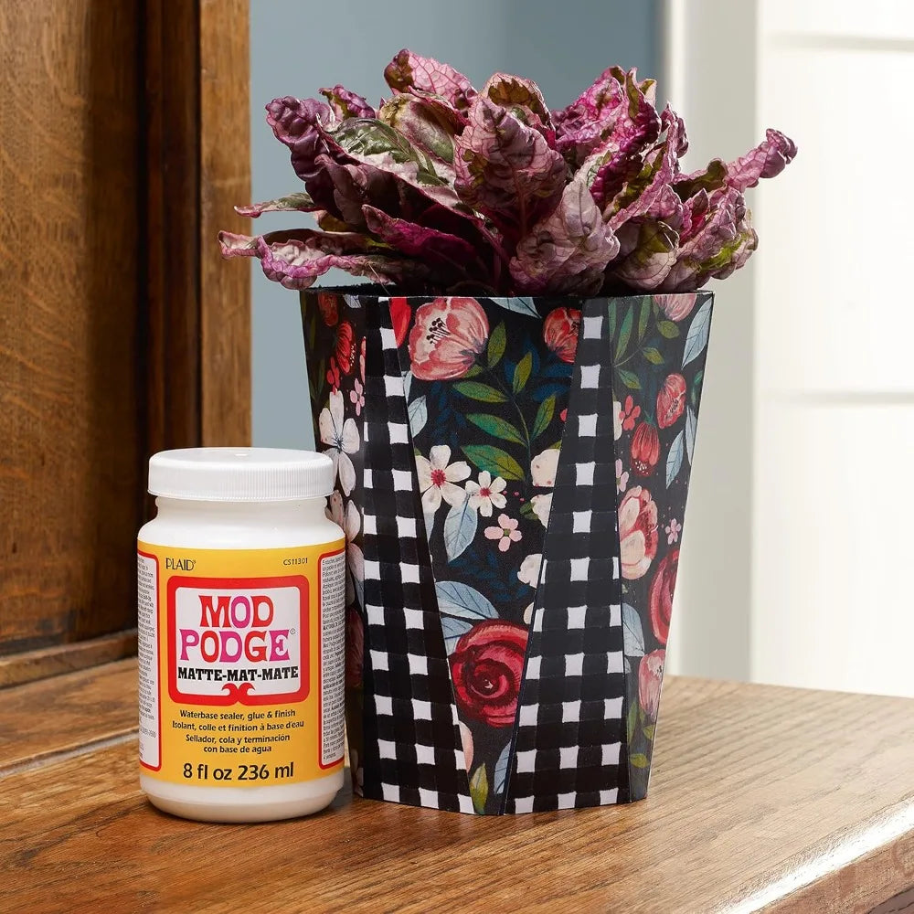 All-in-One Matte Craft Glue & Sealer: Quick Dry, Non-Toxic for Wood, Paper, Fabric - 8 oz Pack