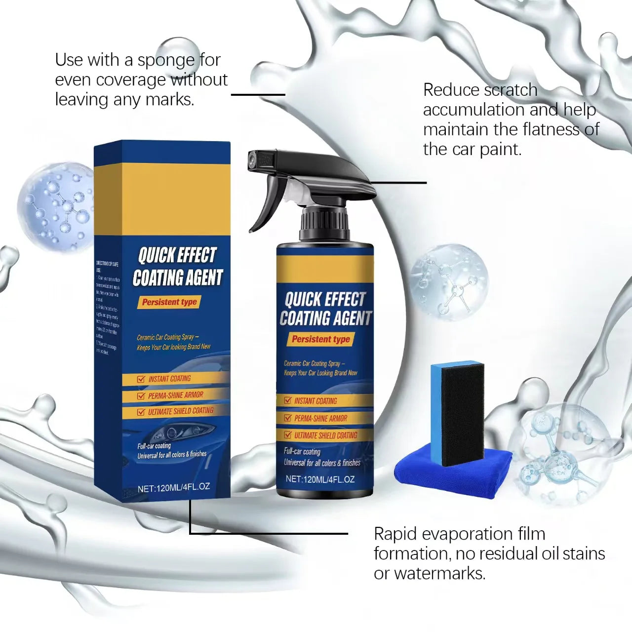 Car Coating Spray,Quick Effect Coating Agent,Car Scratch Wax Polish Spray Liquid