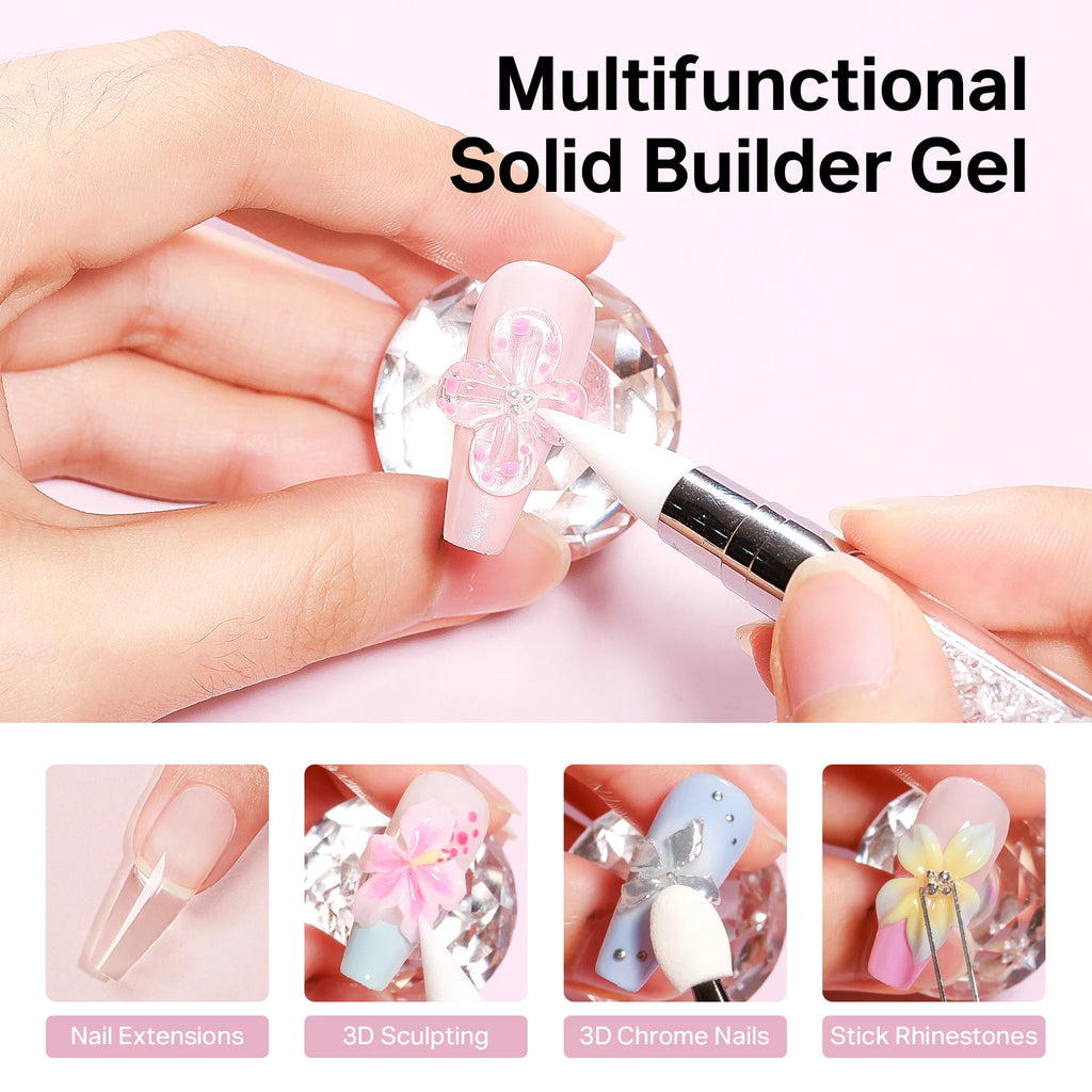 MIZHSE Builder Nail Gel White Milky Hard Clear Gel Polish For Nail Extension Salon Manicure Set Home DIY Professional Nail Art
