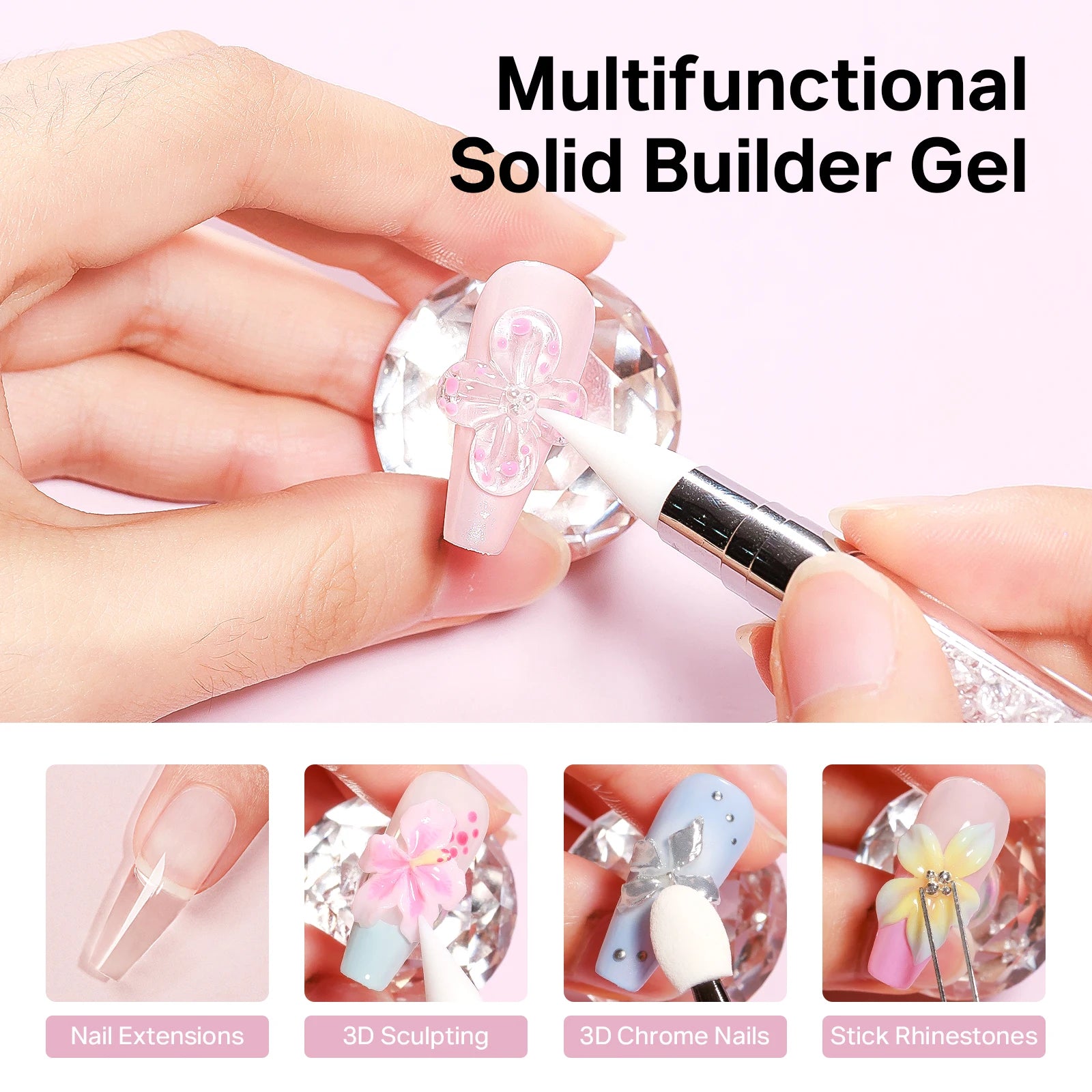 MIZHSE Builder Nail Gel White Milky Hard Clear Gel Polish For Nail Extension Salon Manicure Set Home DIY Professional Nail Art