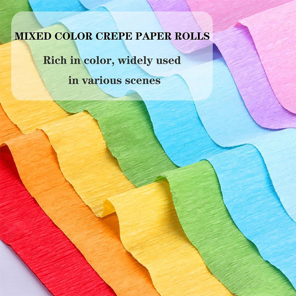 50x250cm Colored Crepe Paper Roll Origami Crinkled Crepe Paper Craft DIY Flowers Decoration Gift Wrapping Paper Craft