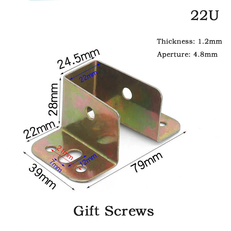 U-shaped Thickened Bed Hinge Hook Angle Code/bed Beam Bracket Metal Bracket Wooden Fixing Hardware Accessories