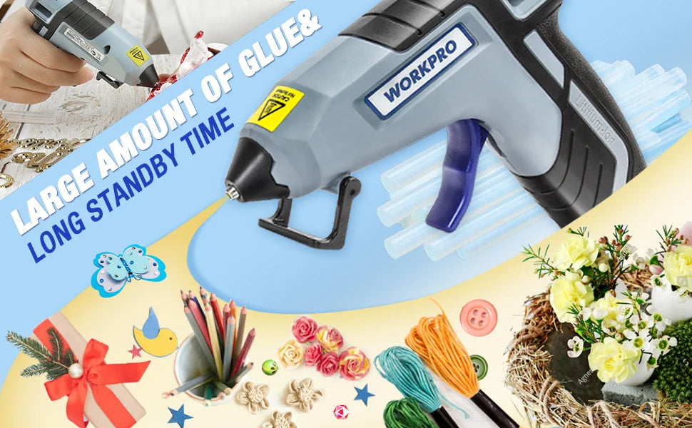WORKPRO 30W Hot Melt Glue Gun with 20pcs Glue Sticks for DIY Arts Craft Projects, Home Quick Repairs