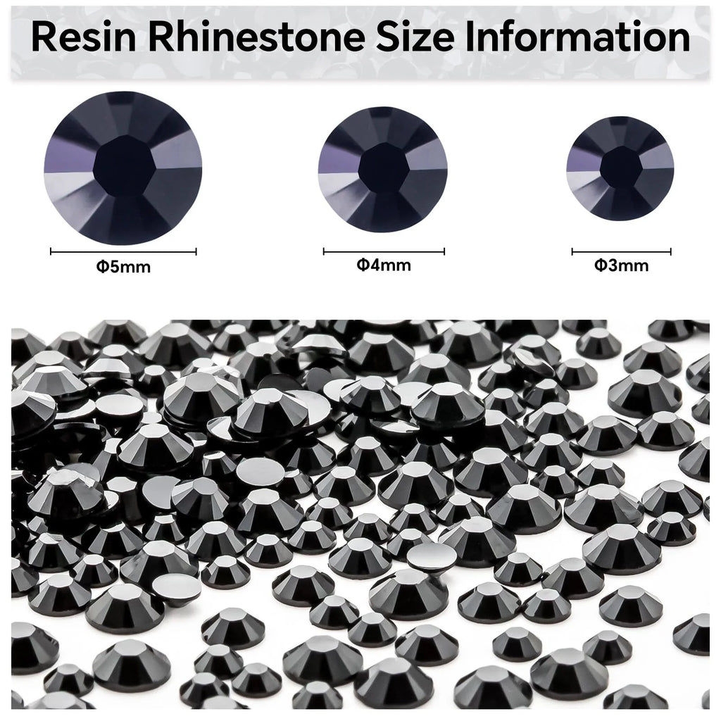 black 2-5mm wholesale package resin rhinestones flatback round glass non hot-fixed shinning crystal for DIY clothing craft