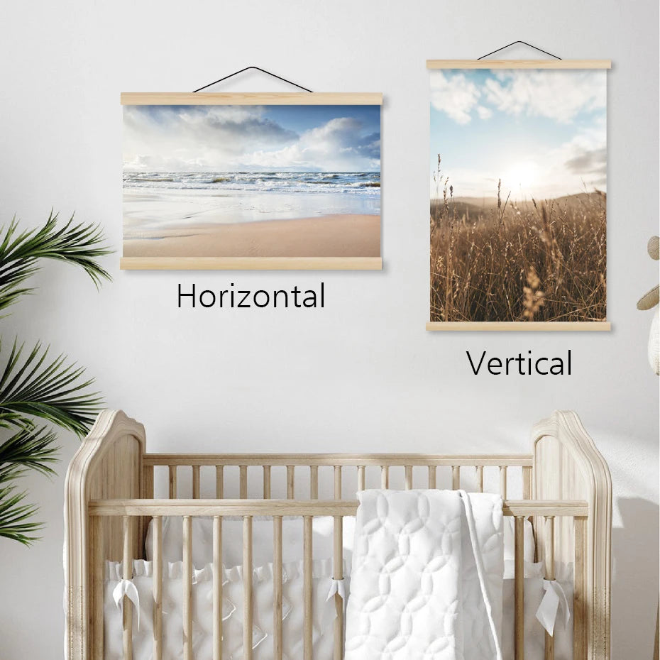 1PC Magnetic Wooden Poster Hanger Frames 5Colors Photos Wall Art Canvas Print Painting Teak Pine Wood Living Room Home Decor