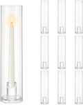 Large Clear Glass Hurricane Candle Holders, 10 Pack Tall Cylinder Sleeves, Bulk Tapered Candlestick Holders for Home Decor