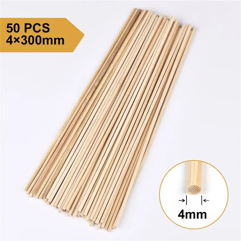 20pcs/50pcs Small Solid Bamboo Stick Diameter 3mm/4mm/5mm/6mm/8mm/10mm/Length 30cm DIY Handmade Building Model Materials Wood